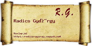 Radics György névjegykártya